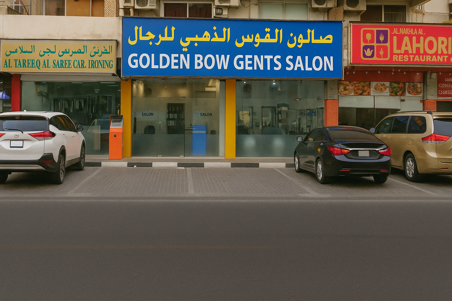 Interior of Golden Bow Gents Salon, a modern and clean space for grooming.